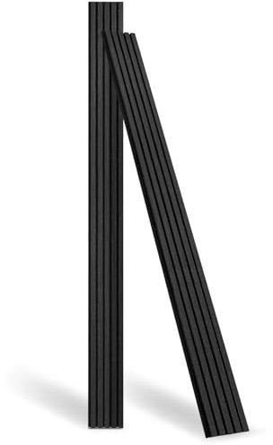 DOLLAR BOSS Wood Panels for Walls, Acoustic Wall Panels 240x20cm 2 Pack, Sound Absorbing Wooden Slats, Decorative 3D Wall Panels, Modern Wall Decor for Office, Bedroom, Kitchen, Black