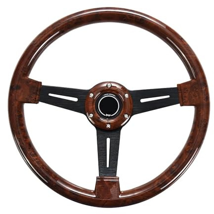 GSJNHY Volant de Voiture Volant de Course en Grain de Bois de 14 Pouces Volants de Sport rétro à la dérive en maïs Profond de 350 mm universels(B)
