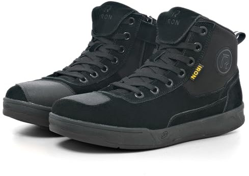 IRON JIA'S Scarpe Moto Uomo Stivali Moto Adatti a Tutte Le Stagioni, Impermeabili Antiscivolo Traspiranti alla Moda e Comodi Nero 44