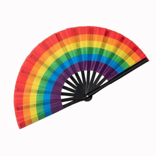 Large Pride Rainbow Fan Rave Folding Hand Fans for Pride Day Festival Parade, Party, Dance, Performance Decorations, Cosplay Costume Photo Props
