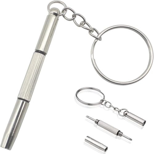 QHFlashbuy Cacciavite per Occhiali,2 Pezzi Mini Cacciavite Multifunzione Per Occhiali, 3 In 1 Cacciavite Da Tasca A Doppia Punta per Occhiali Sole Orologi Gioielleria