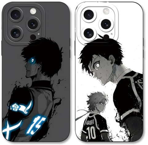 Yimctoie [2 Pièces Coque pour iPhone 12 Mini 5.4, Étui en Noir Silicone avec Blue Lock Motif Design Housse de Antichoc TPU Protection Cover pour iPhone 12 Mini, Look Left
