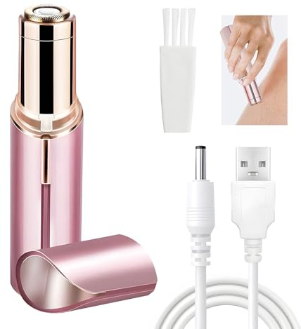 Gesichtshaarentferner für Frauen, USB Wiederaufladbar Mini Epilierer Schmerzloser Gesichtshaarschneider Tragbarer Elektrischer Rasierer Lady Shaver für Oberlippen Kinn Gesicht Hals Körper Pfirsich