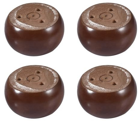 Solid wood furniture legs - round sofa feet load capacity 100 kg dark brown pack of 4 4x7 cm - for sofas cabinets tables and beds.