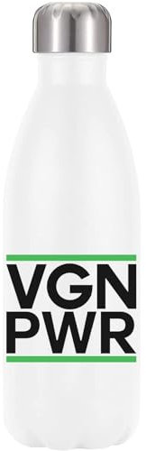 VGN PWR Vegan Power Vakuumisolierte Thermo-Trinkflasche, Weiß