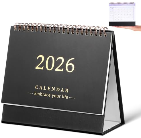UKCOCO Tischkalender 2026: Stehender Flip-desktop-kalender 2026 mit To-do-liste für Home Office Und Schule, 19,00 X 16,50 X 8,00 Cm