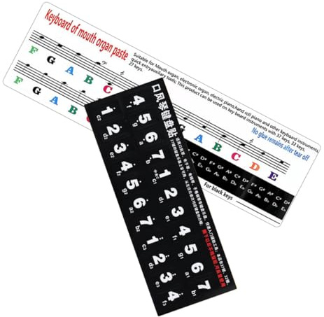 BAZEITFLOW 2 Stück Melodica Tonhöhenaufkleber für 27-37 Tasten Wiederverwendbare Melodica Übungspatches aus Klebstofffreiem Sticker Material für Schüler und Anfänger