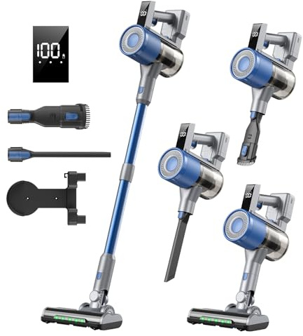 SculifyVita Aspirateur sans Fil Puissant, 650W/58KPA/60Mins, Aspirateur sans Fil Puissant Anti-nœuds LED pour Poils d'animaux, 2,3 Kg Ultra-Léger, 2L sans Sac, Filtre Hepa, Sols Durs Et Tapis