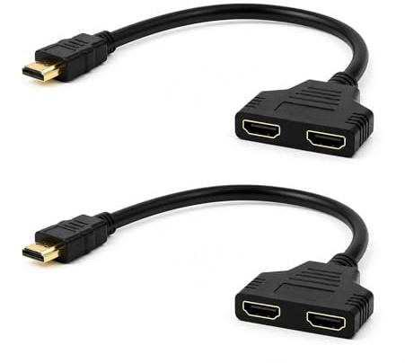 LYMISPIYA 2 Piezas Adaptadores HDMI Splitter 1 Entrada 2 Salidas – Duplicador HDMI Macho a Doble Hembra 1080P, Cable Adaptador Doble HDMI para TV, Monitor, Proyector y Pantallas HD