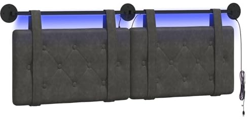vidaXL Hängendes Kopfteil Mit LED Licht Schwarz Antikes PU, Moderner, rechteckiger Wandkopfteil, platzsparende Rückenlehne, schickes Zimmer-Accessoire, zeitgemäßes Schlafzimmermöbel