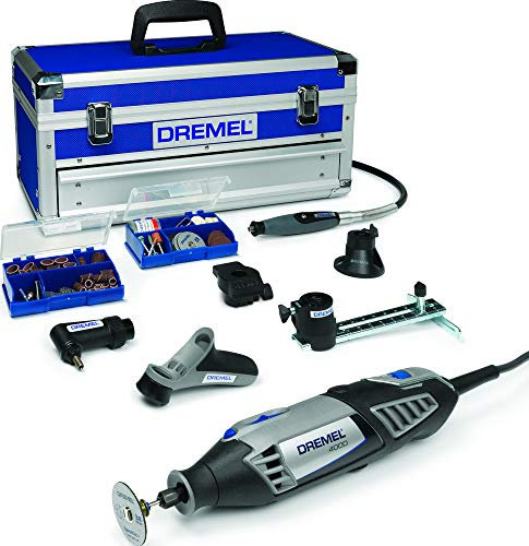 Dremel 4000 Multifunktionswerkzeug 175W, Set mit 128 Zubehörteilen, 6 Vorsatzgeräte, Variable Drehzahl 5.000-35.000 U/min zum Schneiden, Schnitzen, Bohren, Gravieren, Schleifen