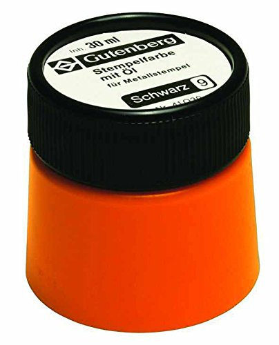 Gutenberg Stempelfarbe mit Öl Behälter mit Pinsel 30ml, schwarz