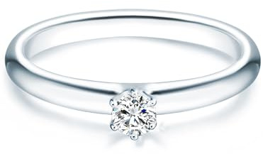 Trilani Damen Ring 925/- Sterling Silber | rhodiniert, Solitärring, Zirkonia, weiß, Brillantschliff