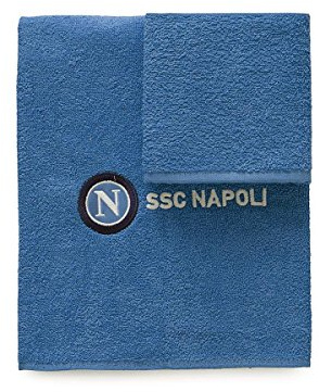 ssc napoli Set Asciugamani 1+1 Viso e ospite Spugna di Cotone N792 Azzurro