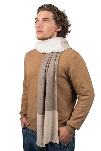 Dalle Piane Cashmere - 3 Farben Schal aus 100% Kaschmir - Made in Italy - für Mann, Farbe: Beige/Creme/Nerz, Einheitsgröße