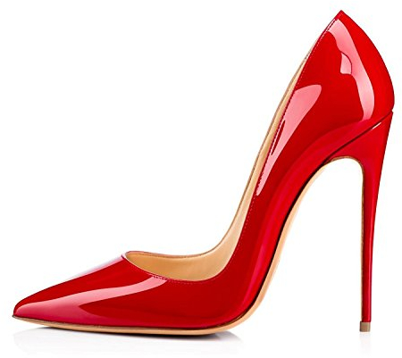 EDEFS Damen Hoher Absatz Spitz Zehe Pumps Übergröße Schuhe Rot Größe EU38