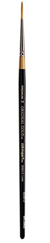 KINGART Premium Original Gold 9350-2 LINER Series Artist Brush, Golden Taklon Synthetic Hair, Short Handle, for Acrylic, Watercolor, Oil and Gouache Painting, Size 2
