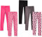 Amazon Essentials Legging Fille, Lot de 5, Chat/Gris Foncé/Impriméanimaux/Noir/Rose, 10 Ans