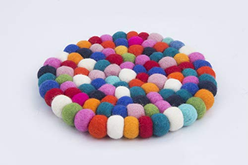 feelz Filzuntersetzer rund 22cm große Kugeln Handarbeit Topfuntersetzer bunt Bunte Filzkugel Untersetzer aus Filz
