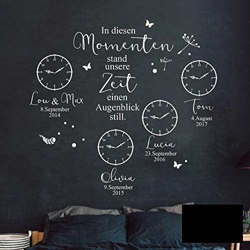 Wandtattoo In diesen Momenten stand unsere Zeit einen Augenblick still mit Wunschdaten M2444 - ausgewählte Farbe: *schwarz* ausgewählte Größe: *L - 113cm hoch x 120cm breit*