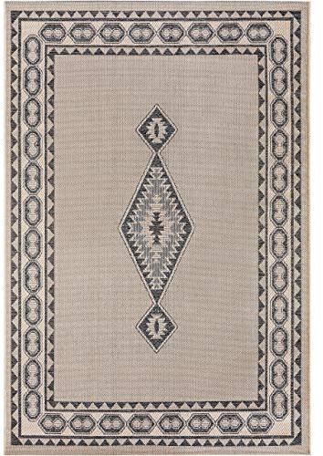 benuta PLUS In- & Outdoor-Teppich River Beige/Blau 133x190 cm - Outdoor-Teppich für Balkon & Garten 4053894847660