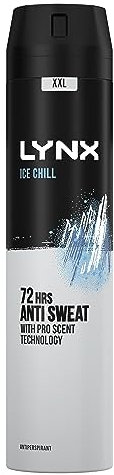Lynx Ice Chill Anti-Perspirant Aerosol Men's Deodorant Spray with ProScent technology and an iced mint & lemon scent for 72 hours protection against odour and wetness 250 ml