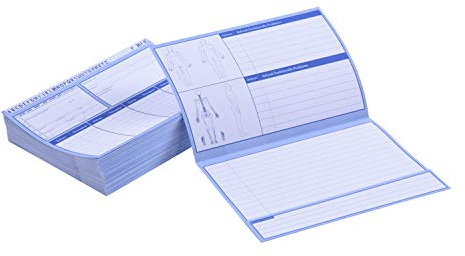 Patientenkarteikarten gefaltet, 100 Stück I DIN A5, 200g/m2 I Karteikarten für die Arztpraxis, Physiotherapie oder Krankengymnastik I in drei Mengen verfügbar