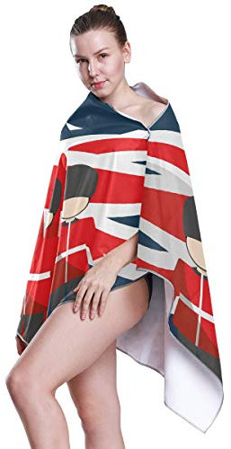 linomo Badetuch Union Jack Britische Königliche Gardisten Saugfähig Schnell trocknend Badwäsche Bad Duschtücher für Kinder Mädchen Jungen Erwachsene