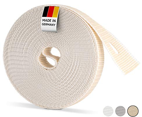 BAUHELD Cinghia per tapparelle, 6 m, 23 mm, colore beige [Made in Germany] – per tapparelle su porte e finestre [alta resistenza allo strappo e stabilità ai raggi UV] – Cinghia per tapparelle adatta