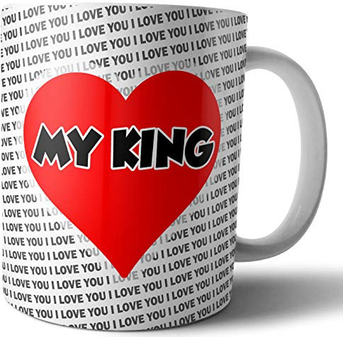 AK Giftshop My King Mug Love Heart Design Gift for Him Birthday Anniversary Valentines Christmas