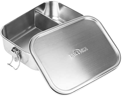 Tatonka Edelstahl Brotdose Lunch Box 2 1000 ml Lock - Brotbox mit Unterteilung und Bügelverschluss - unzerbrechlich, schadstofffrei, spülmaschinenfest, plastikfrei und BPA-frei - 1l