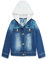 KIDSCOOL SPACE Little Girl Hooded Jean Jacket,Embroidery Denim Coat Outfit,Blue,9-10 Years