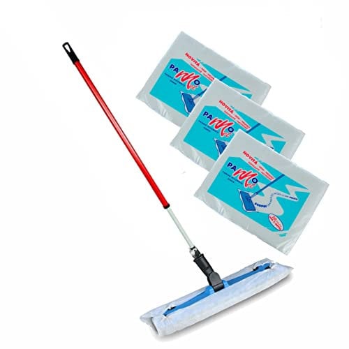 Gamex Set Scopa Cattura Polvere Pavimenti cm.60 con Manico allungabile mt.1,5 telescopico + 150 Panni impregnati attira Polvere cm.60x20