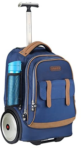 UNIKER Rolling Laptop Bag for 14 Inch Laptop,Roller Bookbag,Schoolbag with Wheels,Briefcase on Wheels,19 Inch Wheeled Computer Bag, Blue