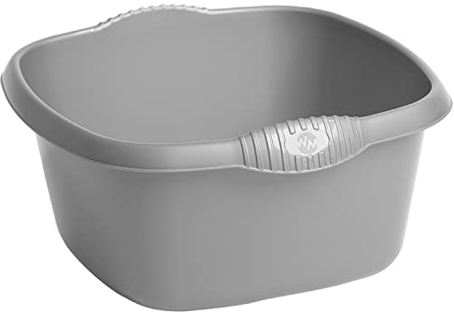 JMS we create smile 32cm Square Kitchen Washing Up Bowl Basin Mixing Plastic Bowl (Silver/Grey)
