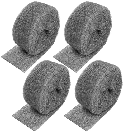 52 Ft Steel Wool Fill Fabric, 4 Rolls Coarse Wire Fill Fabric DIY Kit, Hardware Cloth, Steel Wool Blend Hardware Cloth Gap Blocker for Holes Wall Cracks Vents in Garden House Garage