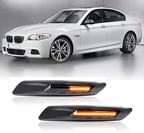 njssjd Dynamische LED Seitenmarkierung Kompatibel mit B-MW 5er F10 F11 2011 2012 2013 Bernstein Sequentielle Seitenblinker Blinker Lampe Repeater Blinker