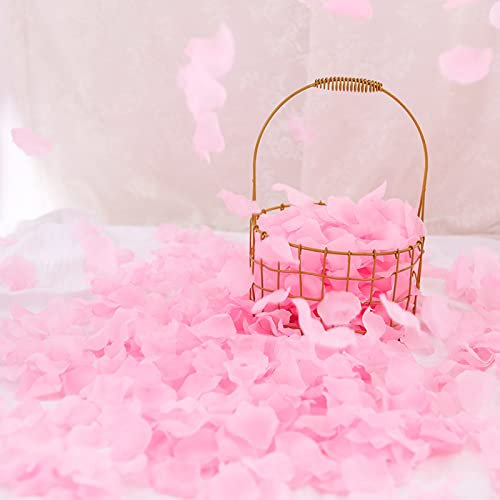 MUFEKUM 500Pcs Fake Rose Petals, Reusable Fake Flower Petals Artifical Rose Petals for Weddings Valentines Romantic Night Birthday Marriage Proposa Bedroom Photoshoot (Light Pink)