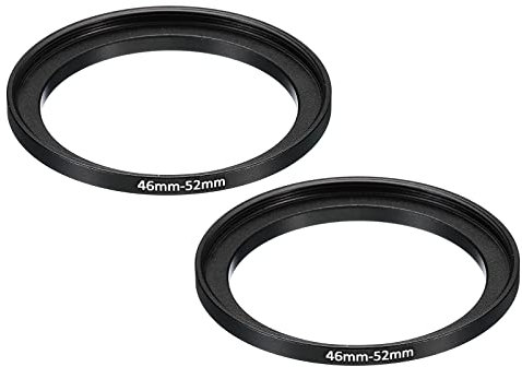 PATIKIL 46mm-52mm Metal Step Up Ring, 2 Pack Camera Lens Filter Adapter Ring Aluminum Filter Adapter Ring for Camera Lenses Hood, Black
