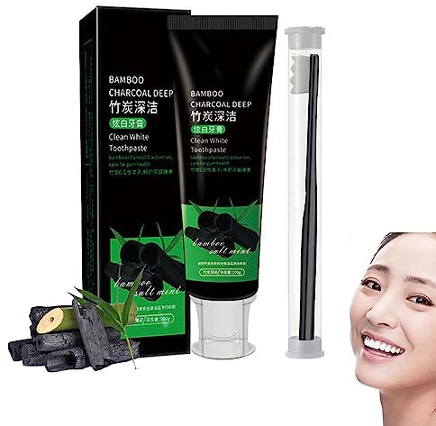 Qosneoun Yanjiayi Bamboo Charcoal Deep Toothpaste, Yanjiayi Clean White Toothpaste, Activated Charcoal Deep Clean White Toothpaste, Remove Tooth Stains Fresh Breath (1 Pcs)