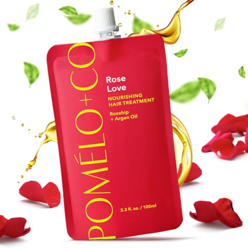 Pomélo+Co. Maschera nutriente pre-doccia all'olio di argan e di rosa canina per capelli più brillanti/Trattamento per capelli secchi e danneggiati/Rose Love 100ml