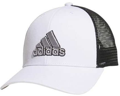 adidas Mesh Back Structured Low Crown Adjustable Fit Snapback Hat Gorra de béisbol, Blanco Gris Onyx Claro Negro, Talla única para Hombre