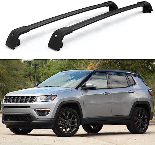2 StüCk Auto Dachträger für Jeep Compass 2017 2018 2019 2020 2021 2022 2023, Eloxiertem Aluminium Fahrradträger Dachboxen Offener Dachreling Dachgepäckablage