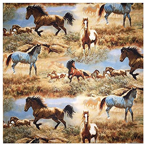 Bu 1pcs 110 cm Pferd Muster-Gewebe, Baumwollgewebe Horse Group Printed Nähgut Quilting Startseite Stoff Patchwork DIY Kleidung (Color : 110cmx50cm)