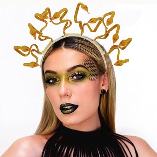 Fashband Schlange Stirnband Gold Medusa Griechische Göttin Haarband Maskerade Kopfschmuck Halloween Cosplay Kopfschmuck Karneval Party Zubehör für Frauen und Mädchen