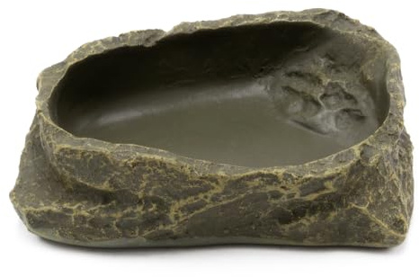 Terra Discount Wasserschale/Futterschale in natürlicher Steinoptik für Reptilien, Amphibien, Vögel, Mäuse, Kaninchen UVM. (No. 3 - ca. 10 x 8 x 3 cm)