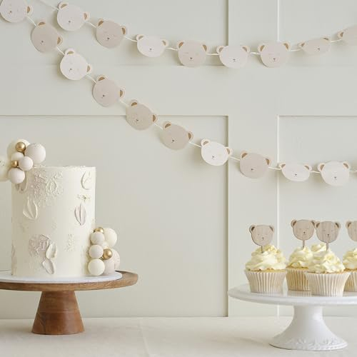 Ginger Ray Wimpelkette mit Teddybär, für Babyparty, Dekoration, 3 m, neutral