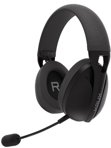 KRUX Clapz Wireless Black, Gaming Headset Wireless, Switch, PS5, PS4, Xbox, Headset mit mikrofon, Ultraleicht Headphones (175g), BT und 2.4GHz USB Verbindung, Abnehmbares Mikrofon, KRXC003