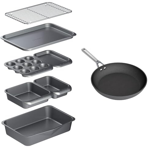 MasterClass Smart Space Stacking Non-Stick Bakeware Set, 7 Piece Baking Trays, Gift Boxed & Ninja ZEROSTICK Cookware 20cm Frying Pan, Long Lasting, Non-Stick Hard Anodised Aluminium