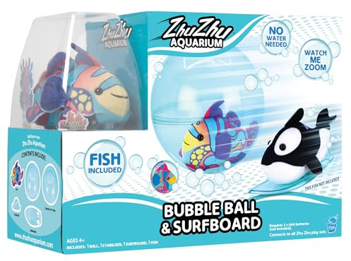John Adams Zhu Zhu Pets | Zhu Zhu Aquarium Bubble Ball & Surfbrett Starter Spielset mit Fischen | Elektronische Haustiere | ab 4 Jahren | Blau